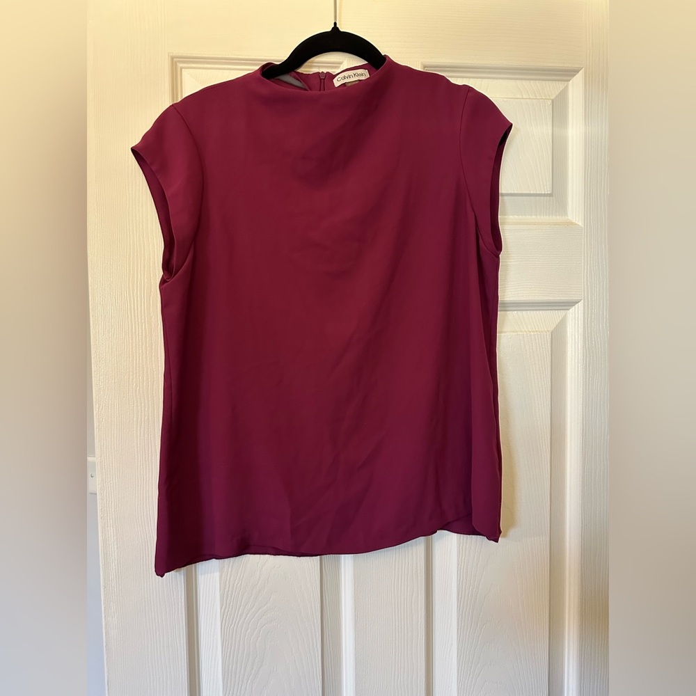 Calvin Klein Cap Sleeve Magneta Blouse